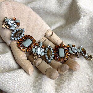 Autumn colors rhinestone link statement bracelet